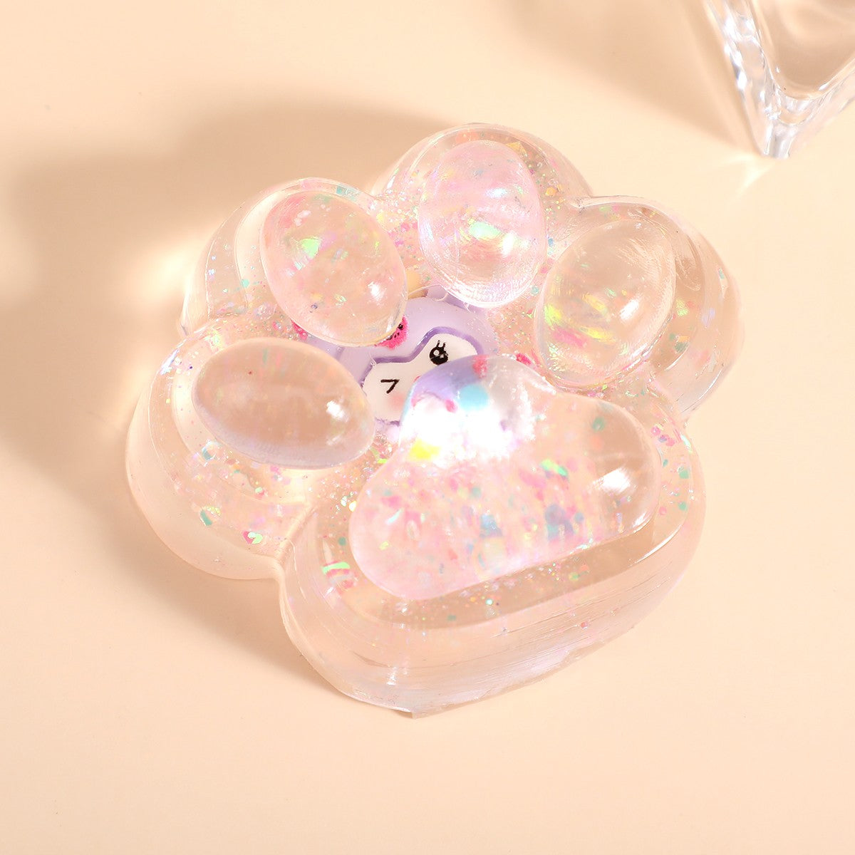 Jucarie Antistres Squishy, Vivimall, cu Revenire Lenta, Squeeze Pinch Family, Model Cat Paw, 6.5 x 7 cm, din Tpr, 4-6 Ani, Model 1 Figurina, Transparent