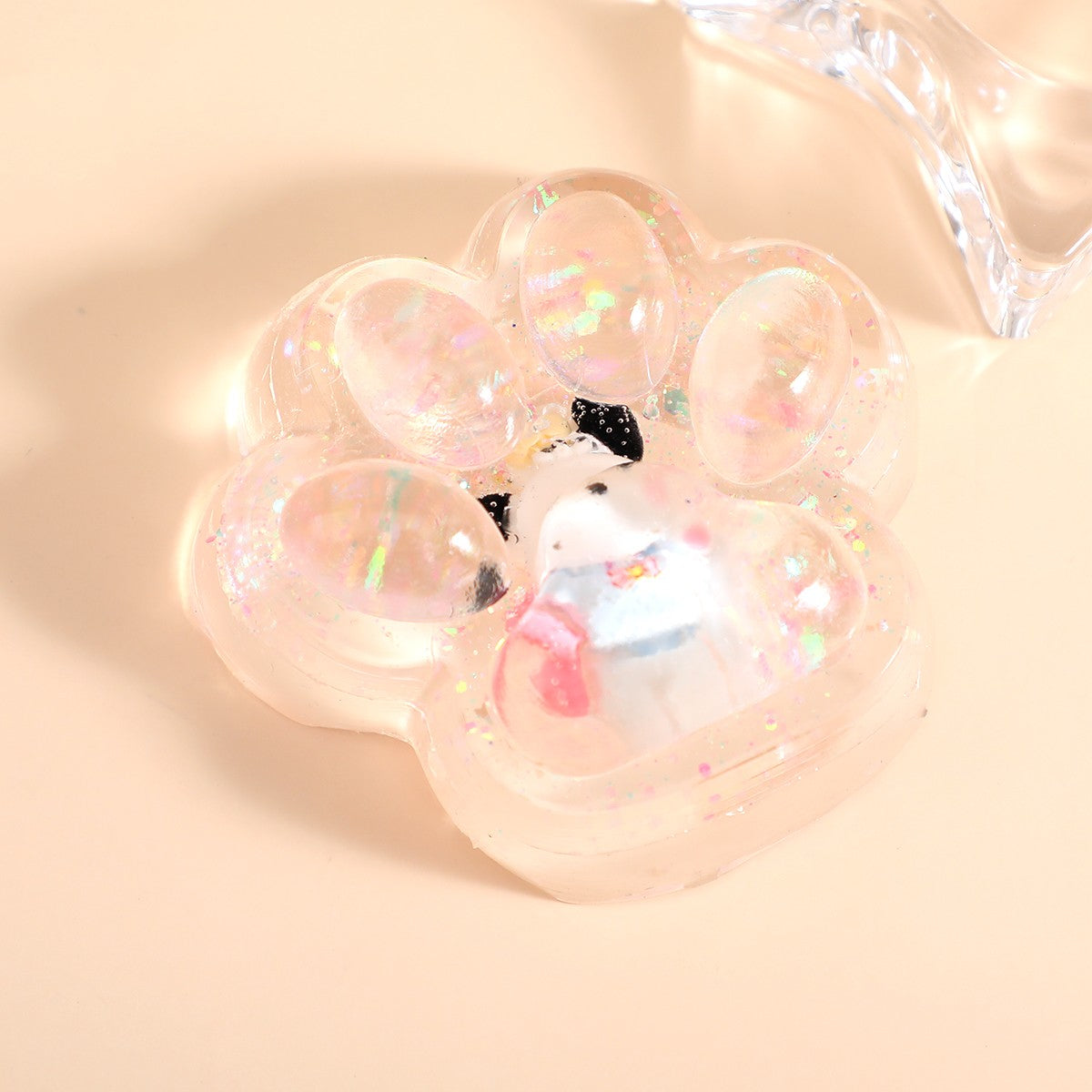 Jucarie Antistres Squishy, Vivimall, cu Revenire Lenta, Squeeze Pinch Family, Model Cat Paw, 6.5 x 7 cm, din Tpr, 4-6 Ani, Model 1 Figurina, Transparent