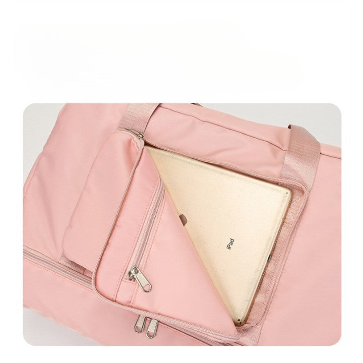 Geanta Pliabila, Flippy, pentru Voiaj, Buzunare Multiple, de Mana, Impermeabila, Material Textil, Capacitate 8 Kg, Dimensiune Deschisa 42x28x10 cm, Roz