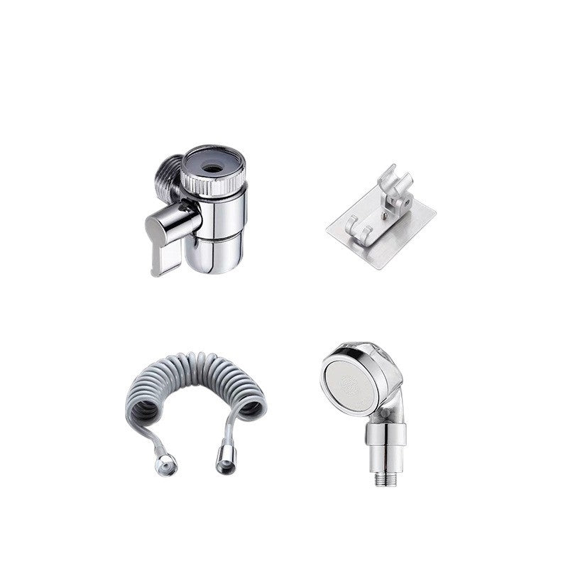 Set Extensie de Dus, Flippy, pentru Baterie Baie sau Bucatarie, 4 Piese, Filtru de Ioni Negativi, Furtun Flexibil de 1.5 Metri, Argintiu