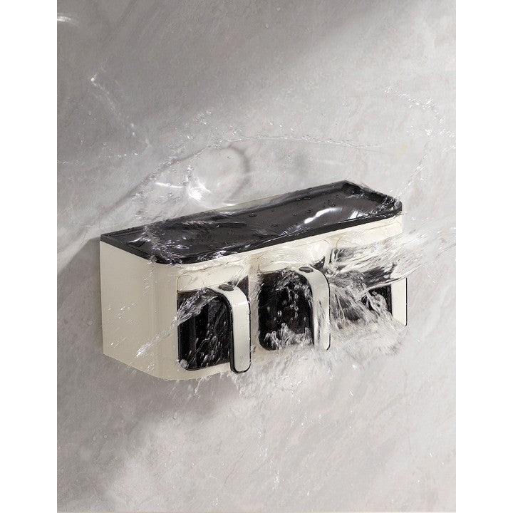 Cutie de Depozitare a Condimentelor, Vivimall, de Uz Casnic, Montare pe Perete, 3 Compartimente, 25.8 x 13.6 x 10.5cm, Alb-Negru - vivimall.ro