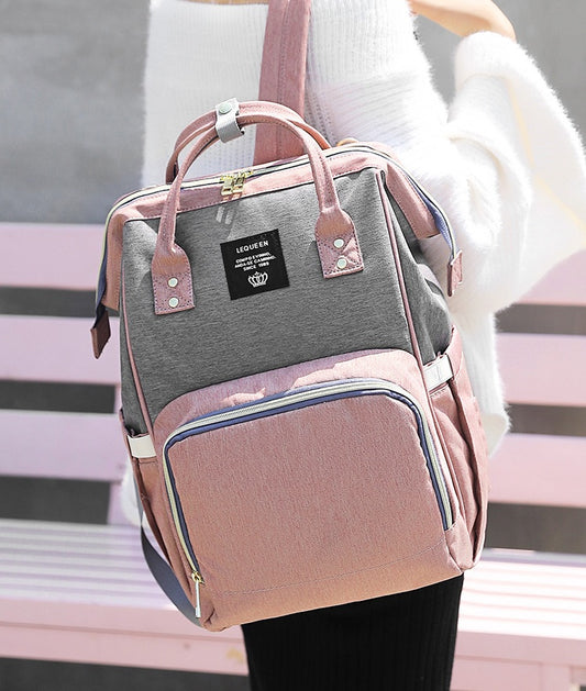 Rucsac Pentru Mamici Gri Roz | MommyBag 4 - vivimall.ro