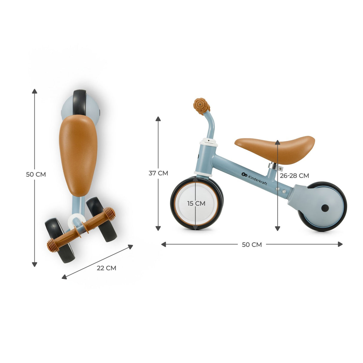 BICICLETA ECHILIBRU KINDERKRAFT CUTIE LIGHT BLUE