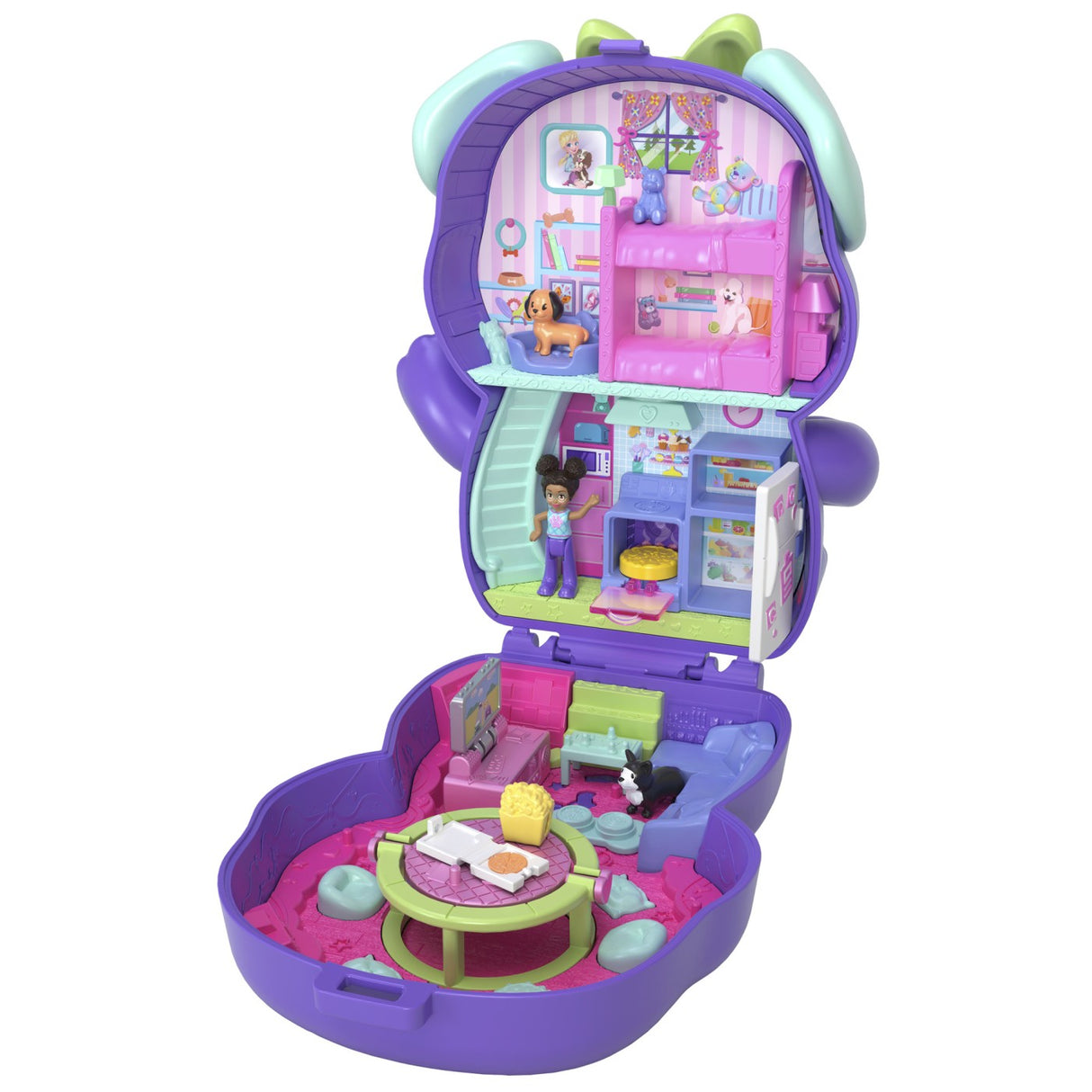POLLY POCKET SET GENTUTA ANIMALUT CATELUS IN PIJAMA CU ACCESORII