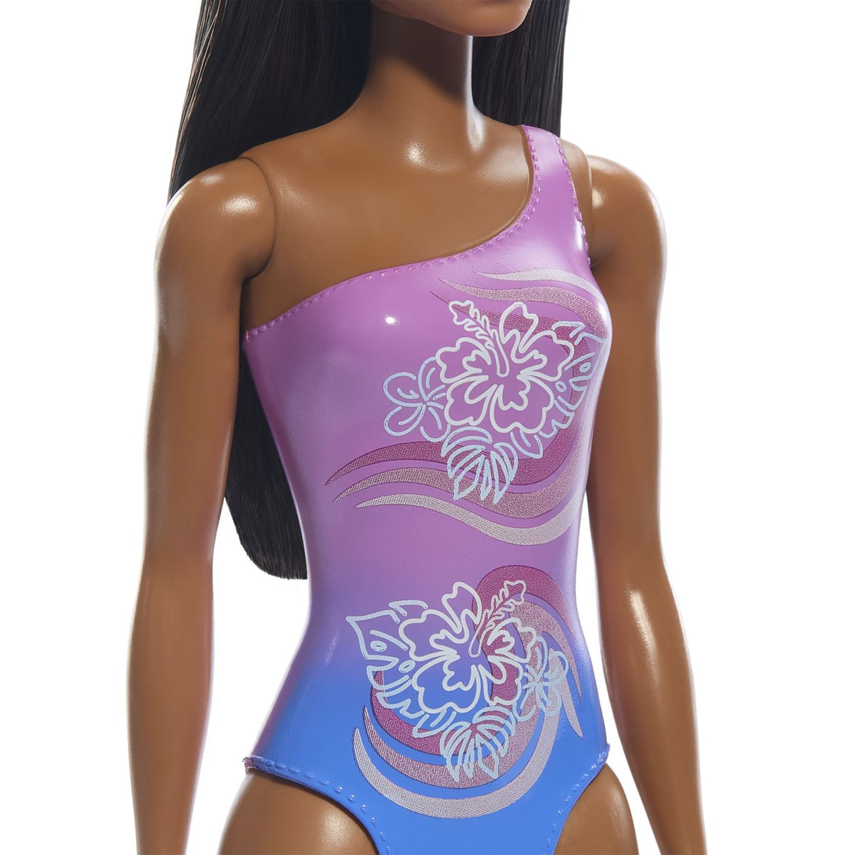 PAPUSA BARBIE BRUNETA CU COSTUM DE BAIE IN DOUA CULORI