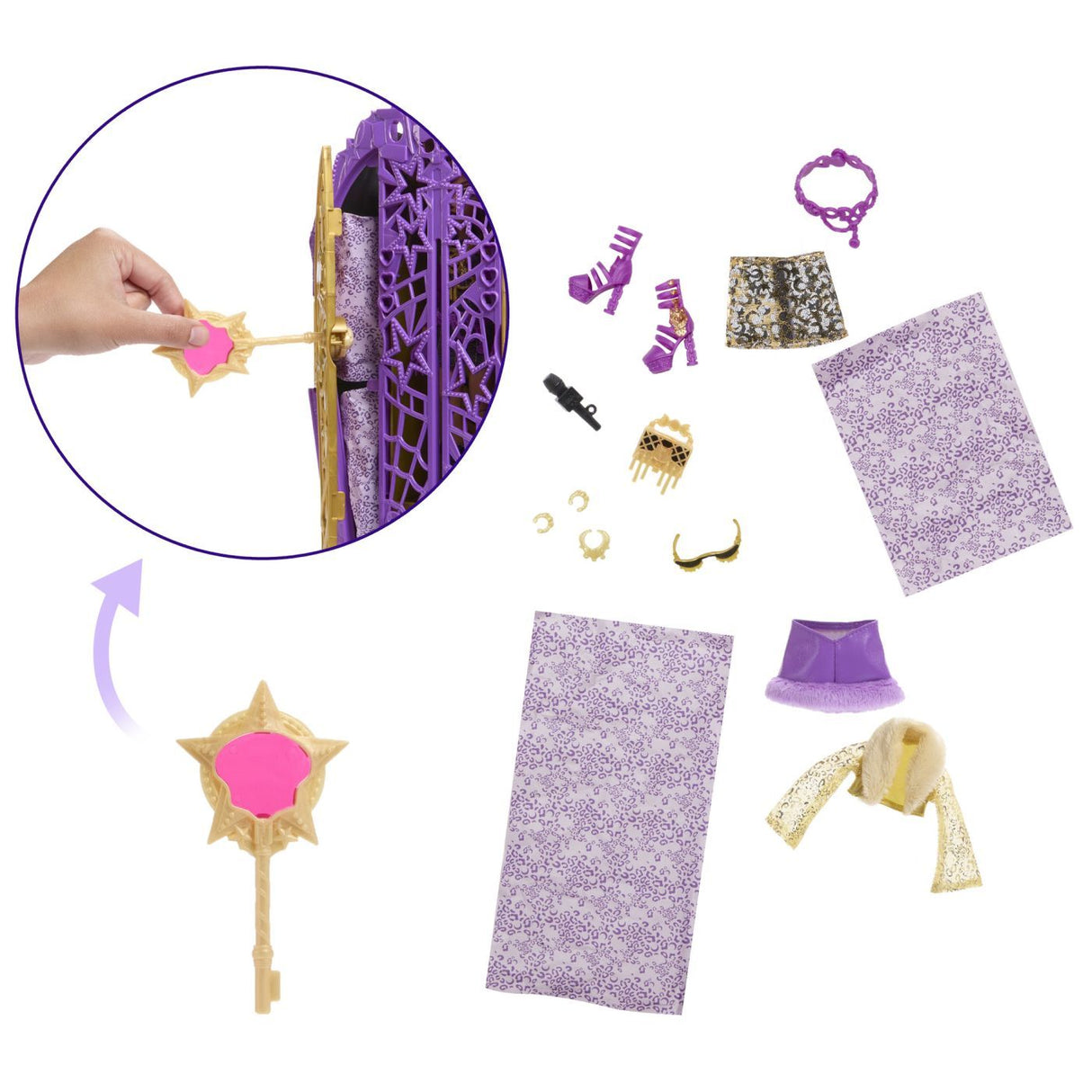 MONSTER HIGH PAPUSA CLAWDEEN WOLF CU DULAP REVELATOR SI ACCESORII