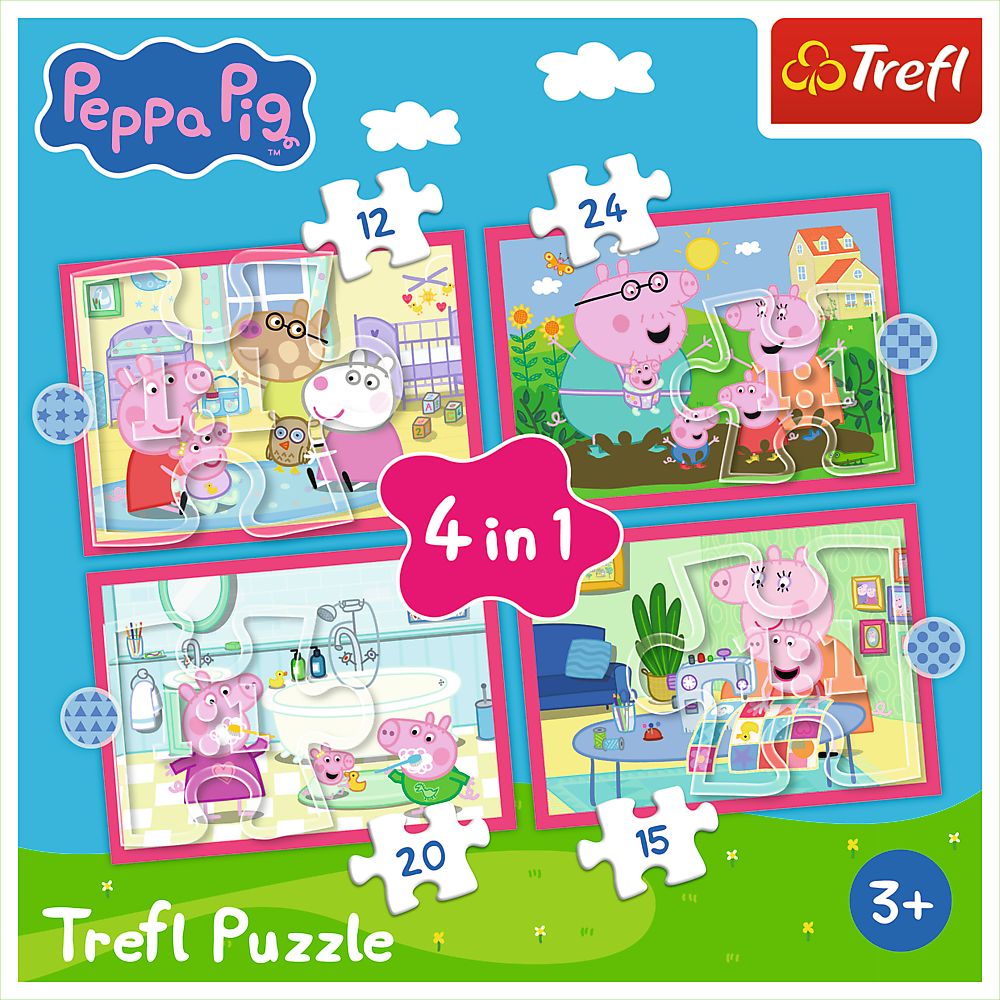 PUZZLE TREFL 4IN1 PEPPA PIG IUBESTE AVENTURILE