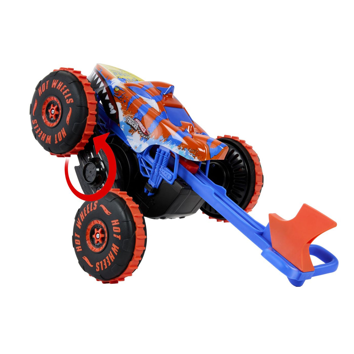HOT WHEELS MONSTER TRUCK SHARKS VS DINOS MASINA CU TELECOMANDA TIGER SHARK CLIMBER