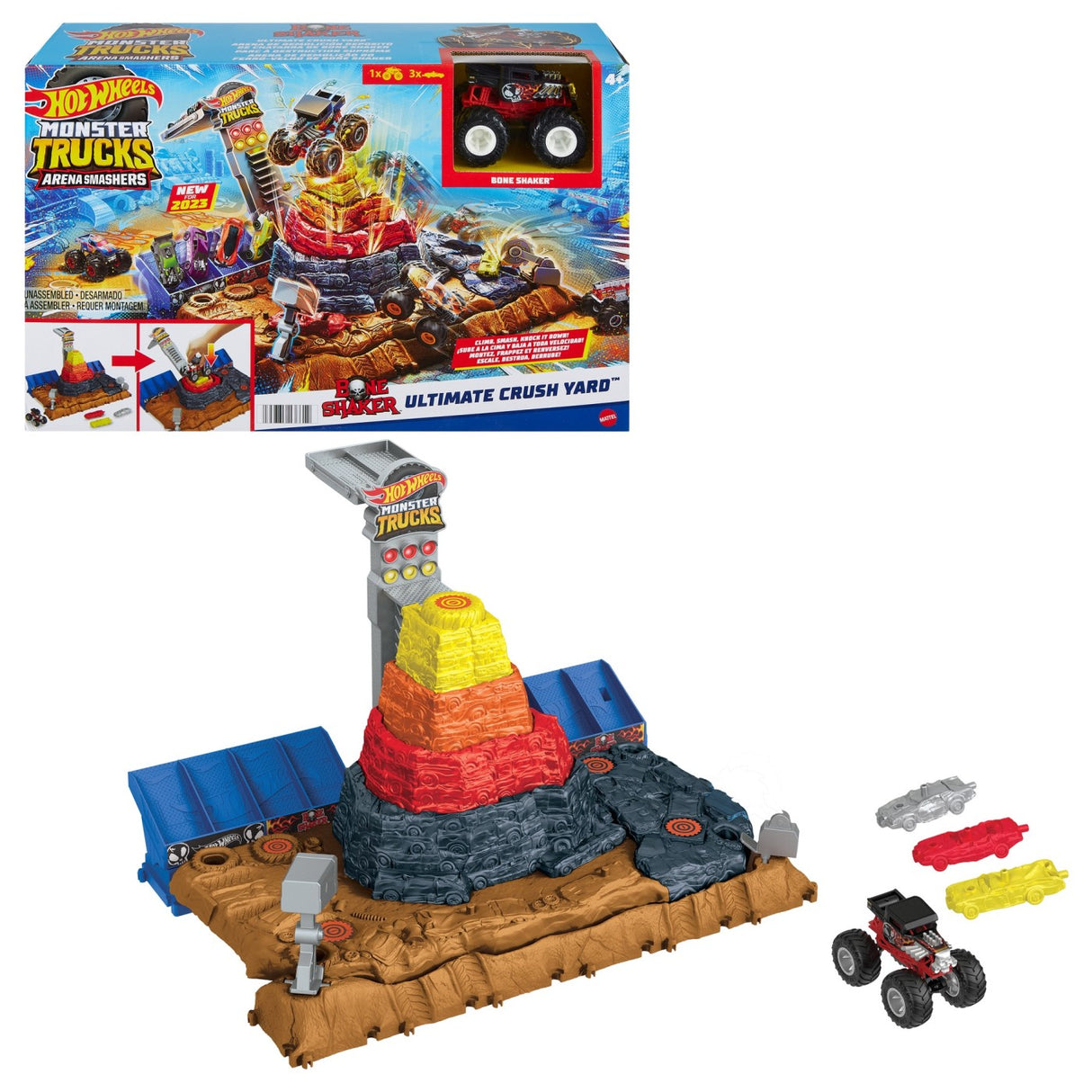 HOT WHEELS MONSTER TRUCKS ARENA SMASHERS BONE SHAKER ARENA ULTIMATE CRUSH