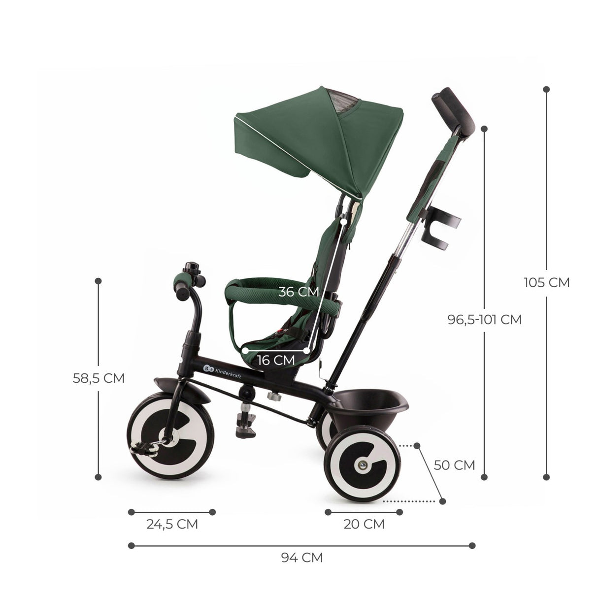 TRICICLETA COPII, KINDERKRAFT ASTON, MYSTIC GREEN