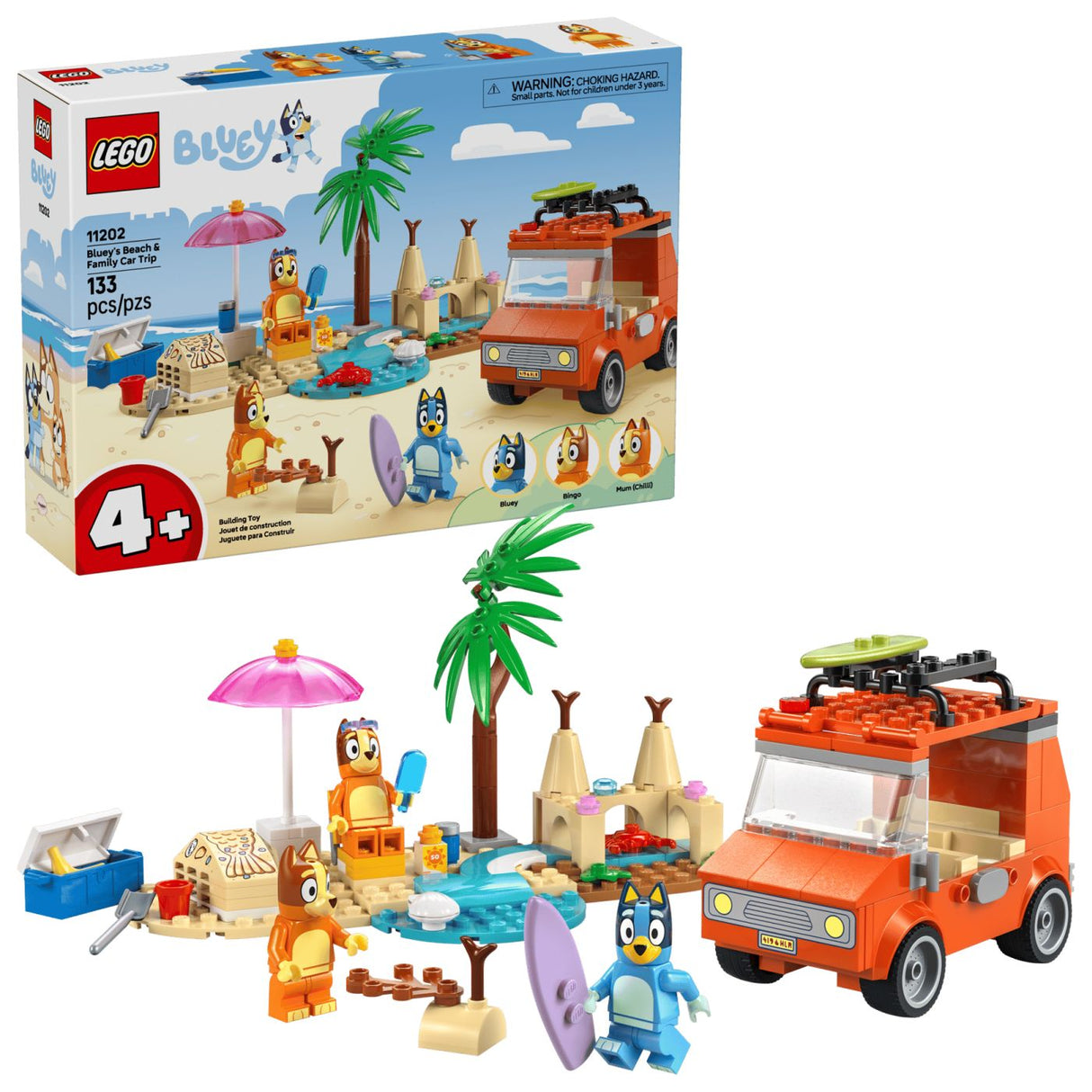 LEGO BLUEY CALATORIA FAMILIEI LUI BLUE CU MASINA LA PLAJA 11202
