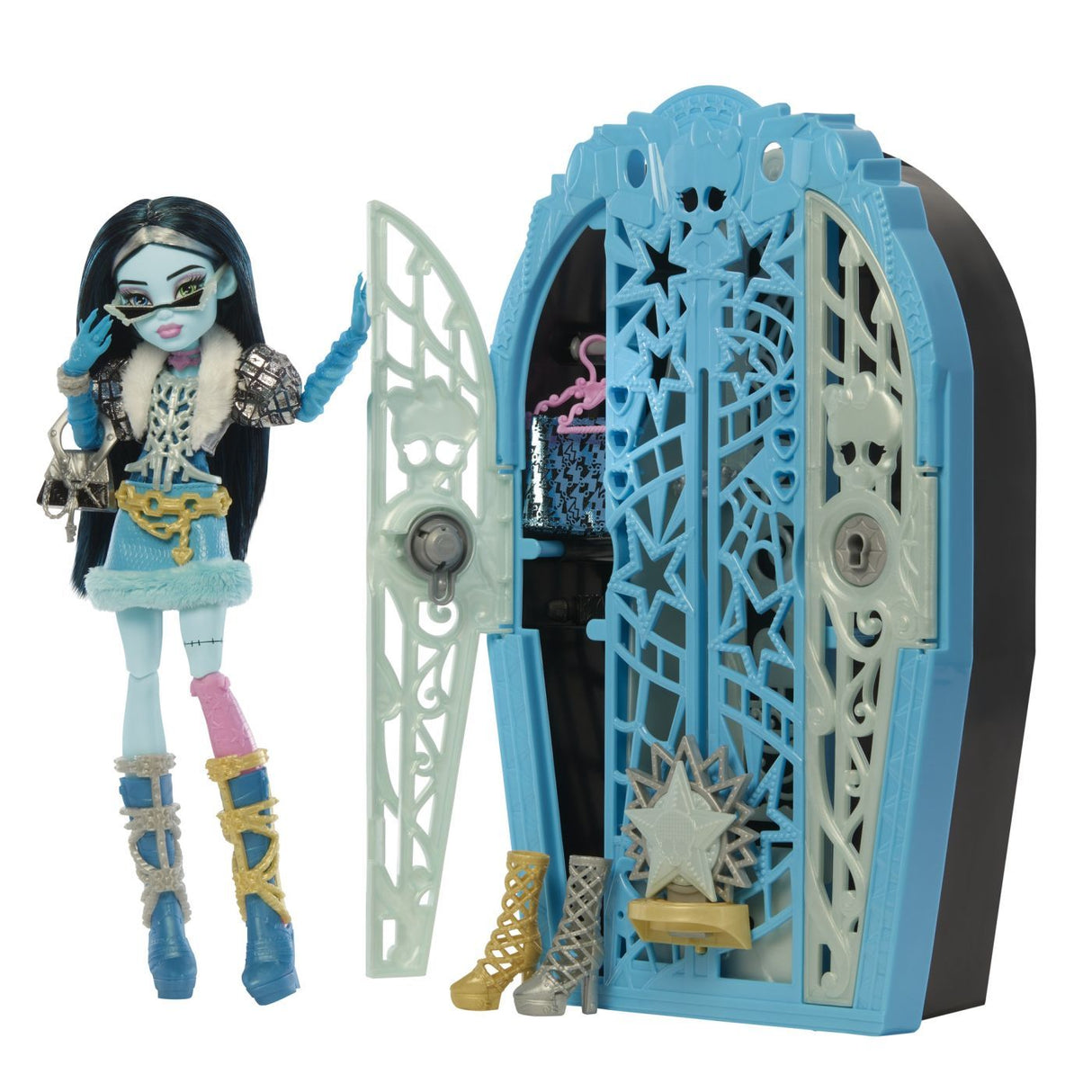 MONSTER HIGH PAPUSA FRANKIESTEIN CU DULAP REVELATOR SI ACCESORII