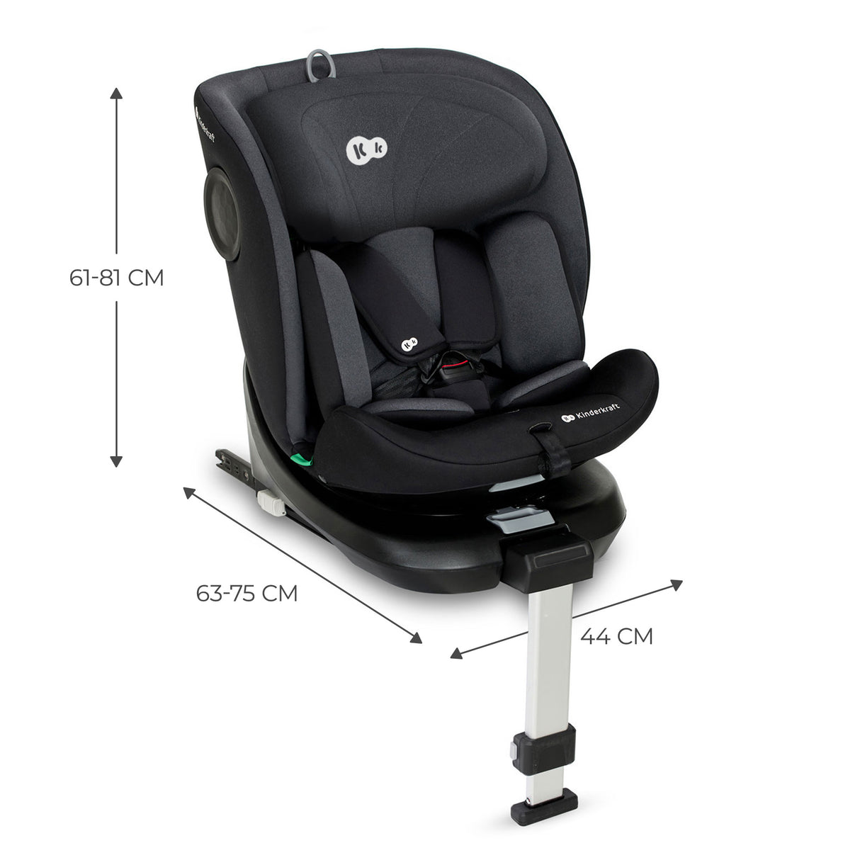 SCAUN AUTO I-SIZE, 40-150 CM, KINDERKRAFT I-360, BLACK