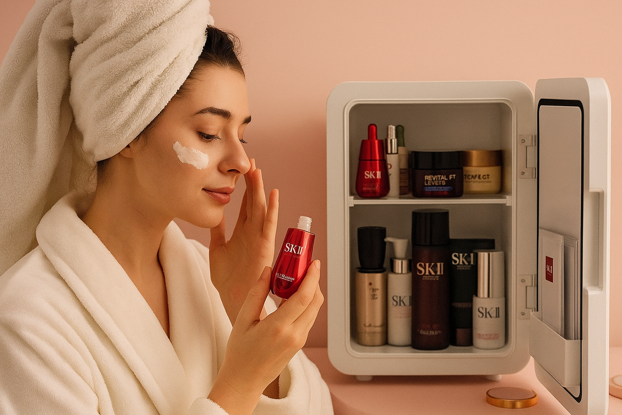 Mini Frigider Cosmetice, Dublă Funcție De Încălzire, Răcire, Portabil, 12L, Alb - vivimall.ro