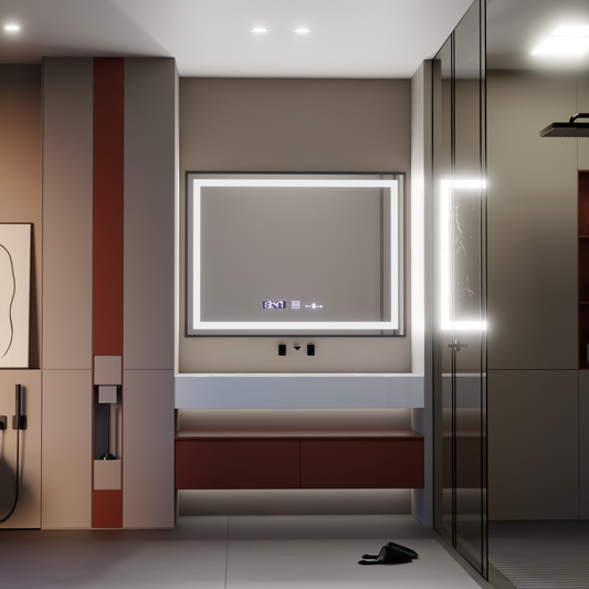 Oglinda Led Rectangulara, Verite Majeste Noir Motion Glow Marcello, Sistem Dezaburire, Ceas & Termometru - vivimall.ro