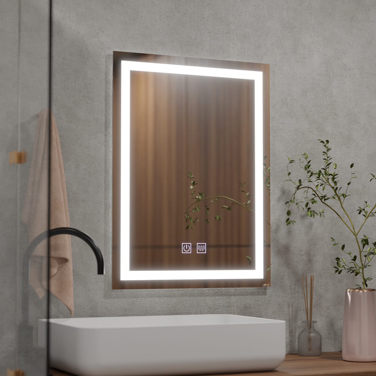 Oglinda Led Rectangulara, Edge Luminous Touch, Sistem Dezaburire - vivimall.ro