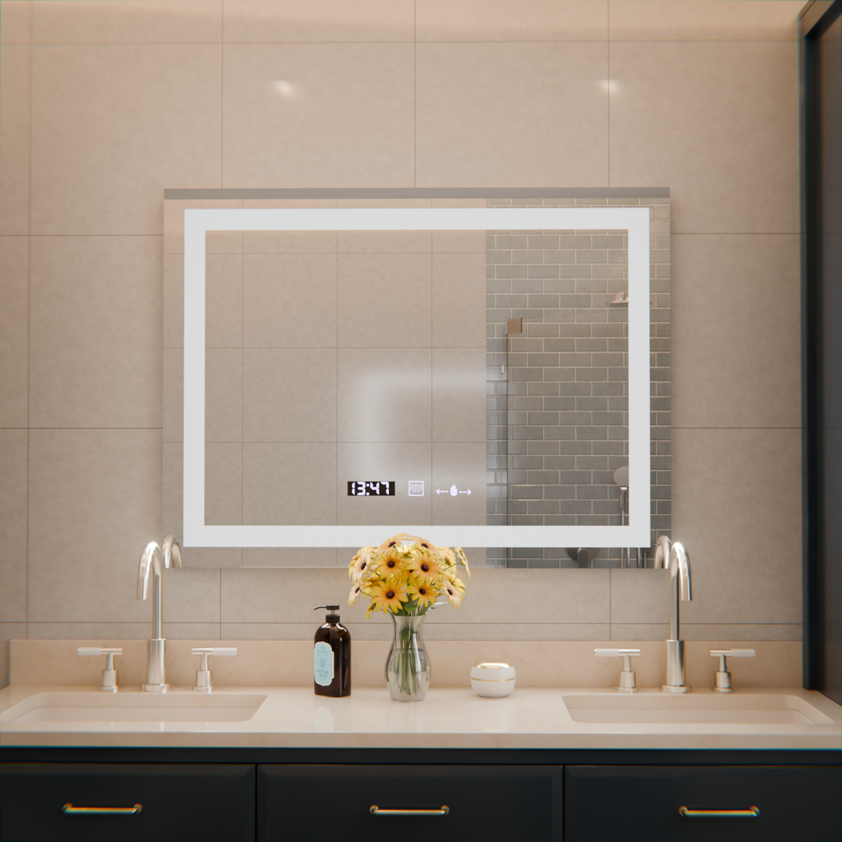 Oglindă LED Rectangulară Verite Marcello | Motionglow - vivimall.ro