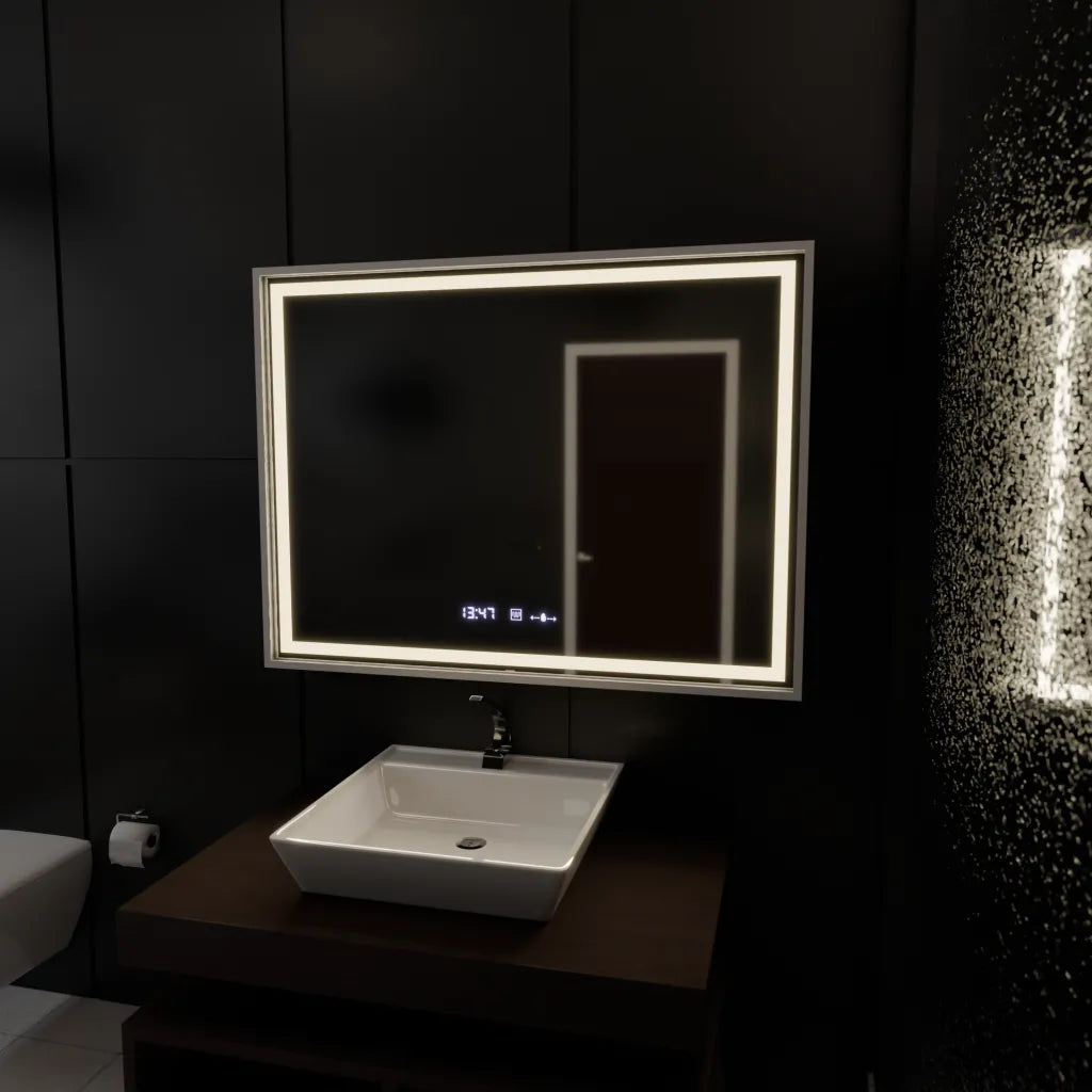 Oglinda Led Rectangulara, Verite Imperial Silver Motion Glow Marcello, Sistem Dezaburire, Ceas & Termometru - vivimall.ro