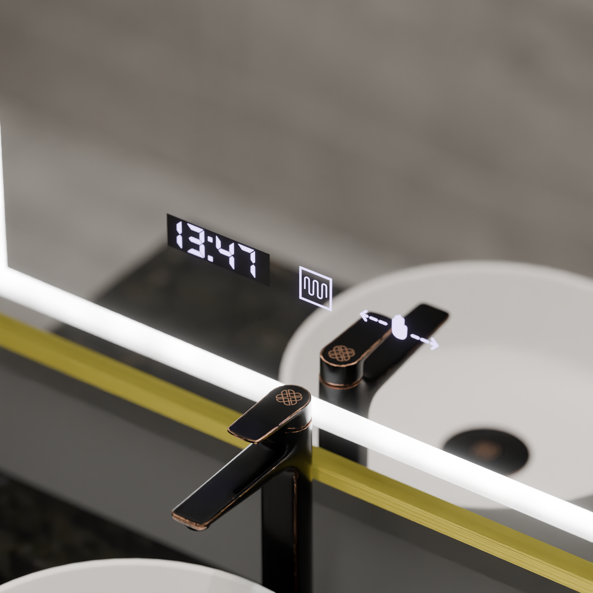 Oglinda Led Rectangulara, Verite Royale Gold Motionglow Marcello, Sistem Dezaburire, Ceas & Termometru - vivimall.ro