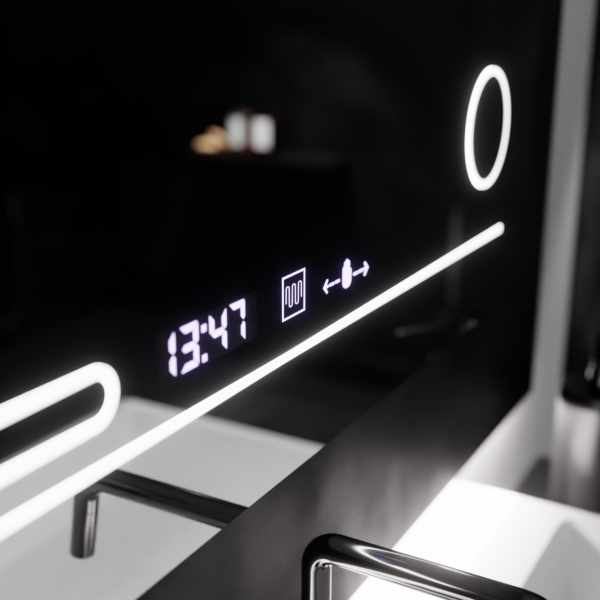 Oglinda Led Rectangulara, Harmonie Motionglow Marcello, Sistem Dezaburire, Termometru Si Ceas, Lupa Cosmetica - vivimall.ro