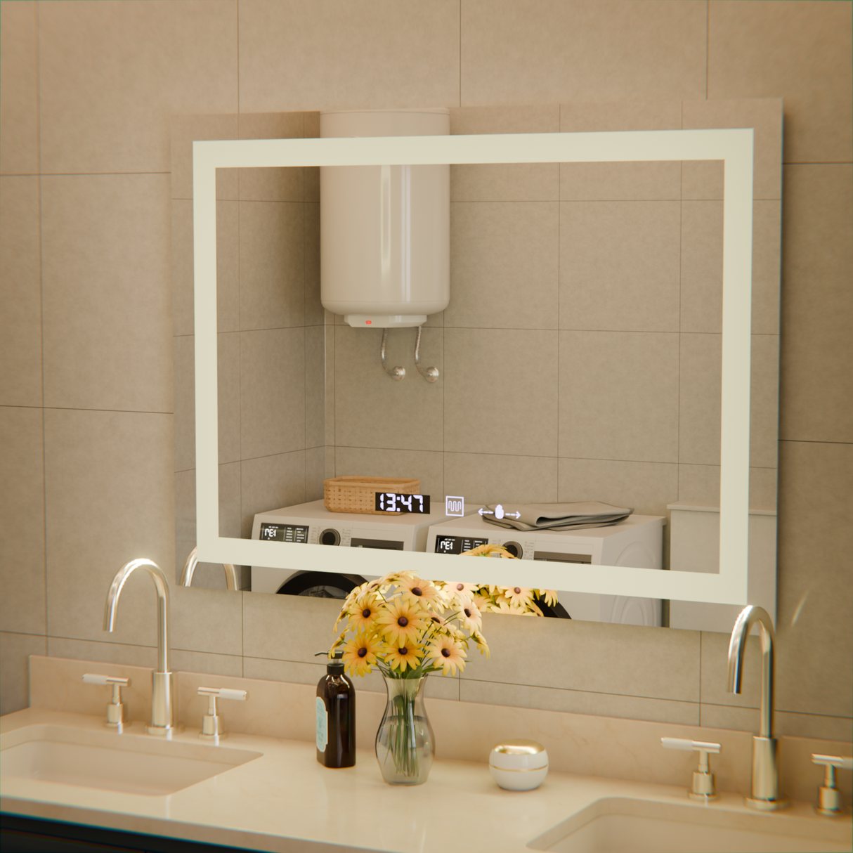 Oglindă LED Rectangulară Verite Marcello | Motionglow - vivimall.ro