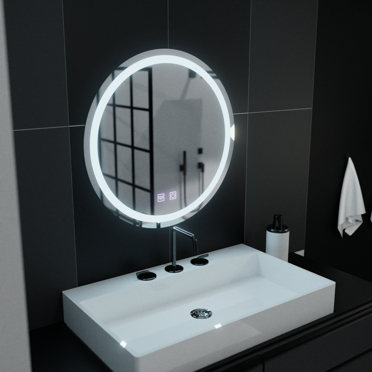 Oglinda Led Rotunda, 60Cm, Sfera Touch, Sistem Dezaburire - vivimall.ro