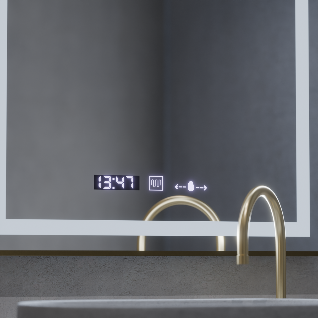 Oglinda Led Rectangulara, Verite Royale Gold Motionglow Marcello, Sistem Dezaburire, Ceas & Termometru - vivimall.ro