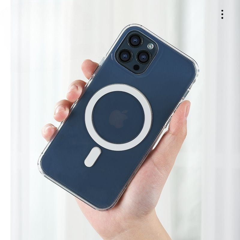 Husa protectie Flippy pentru iPhone 14 Pro Mag Safe, 2 in 1 incarcare si magnet, Silicone, Transparenta - vivimall.ro