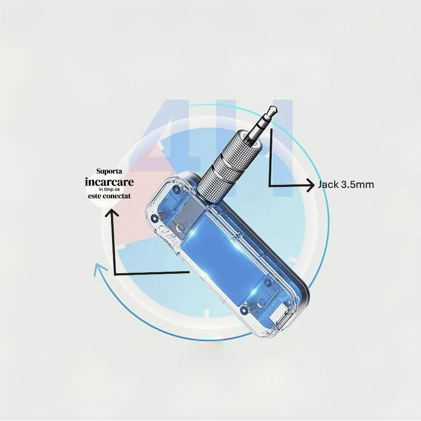 Adaptor audio auto Vivimall Bluetooth B46, Jack 3.5mm, negru