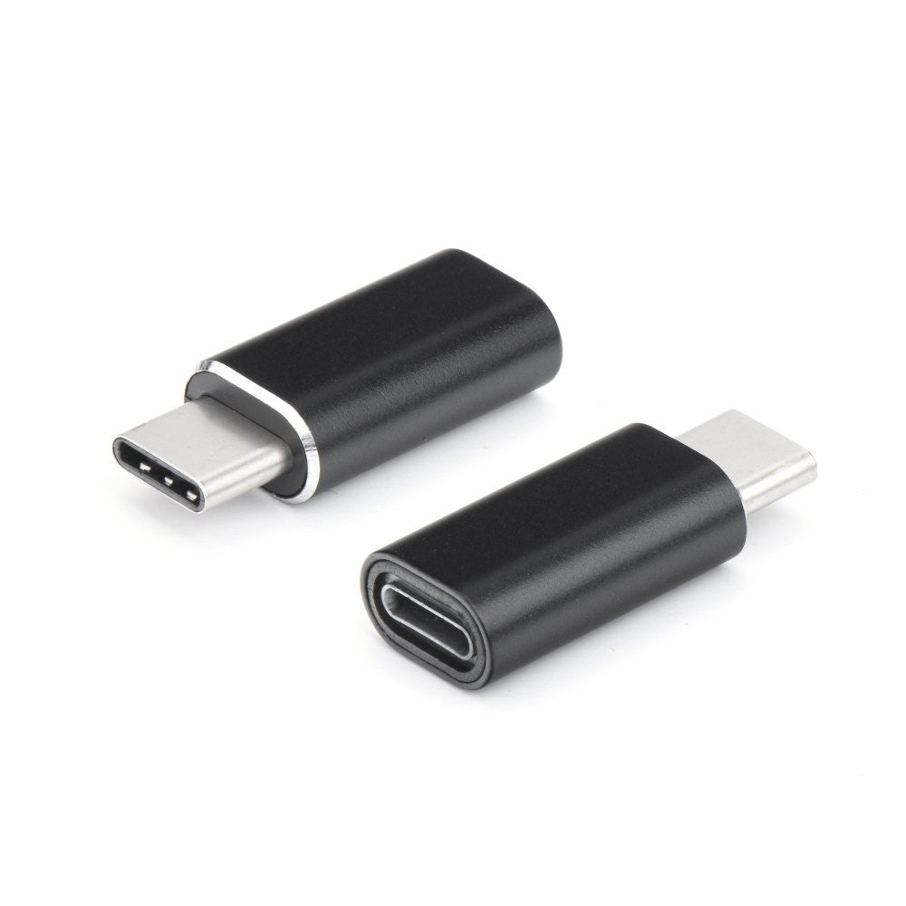 Adaptor iPhone Lightning mamă la USB-C tată negru, detaliu conector Type-C tată