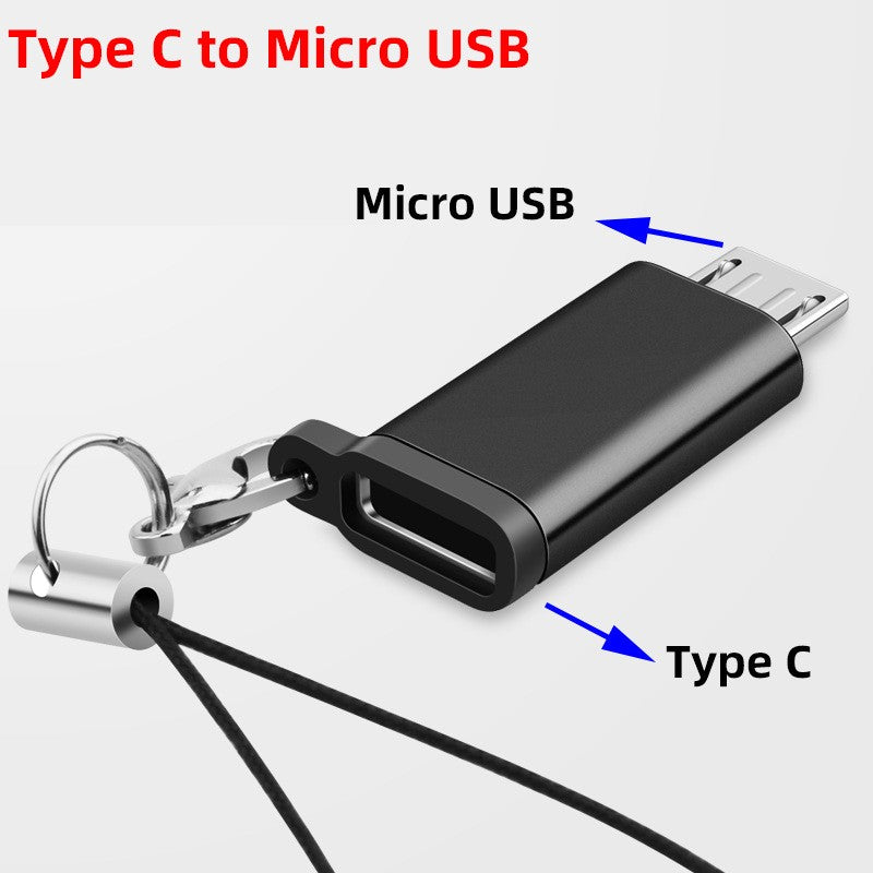 Adaptor USB-C la Micro USB negru conectat la dispozitiv — demonstrație utilizare practică