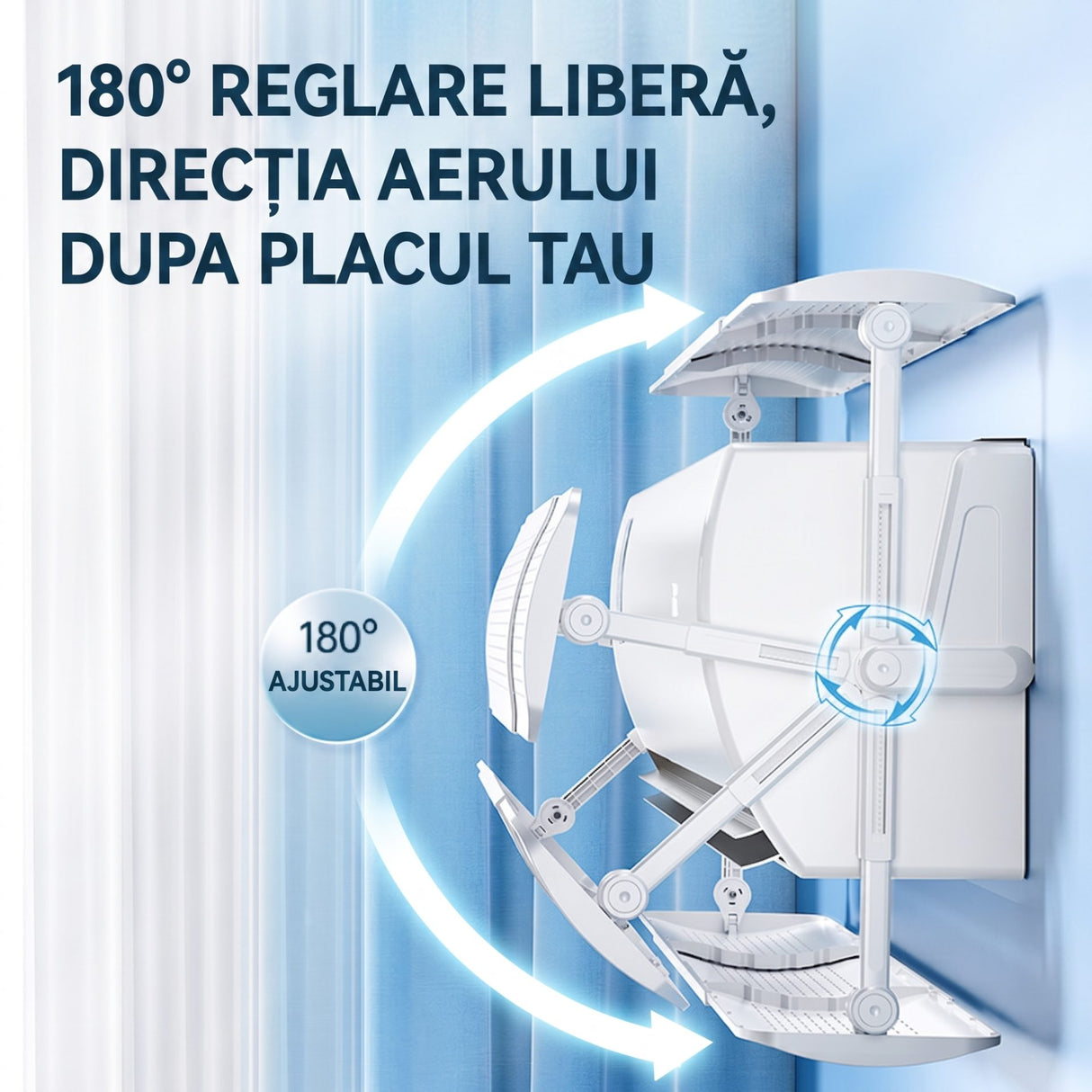 Deflector pentru Aer Conditionat, Flippy, Purificare cu Carbon Activ, Universal, Protectie Impotriva Curentului De Aer Rece Sau Cald, Ajustabil 180 Grade - vivimall.ro