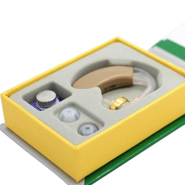 Aparat Auditiv, Flippy, X-168, Aparat pentru Auz Perfect, fixare usoara, Amplificator de sunet in ear, Baterie inclusa pentru Canalul Auditiv, Bej