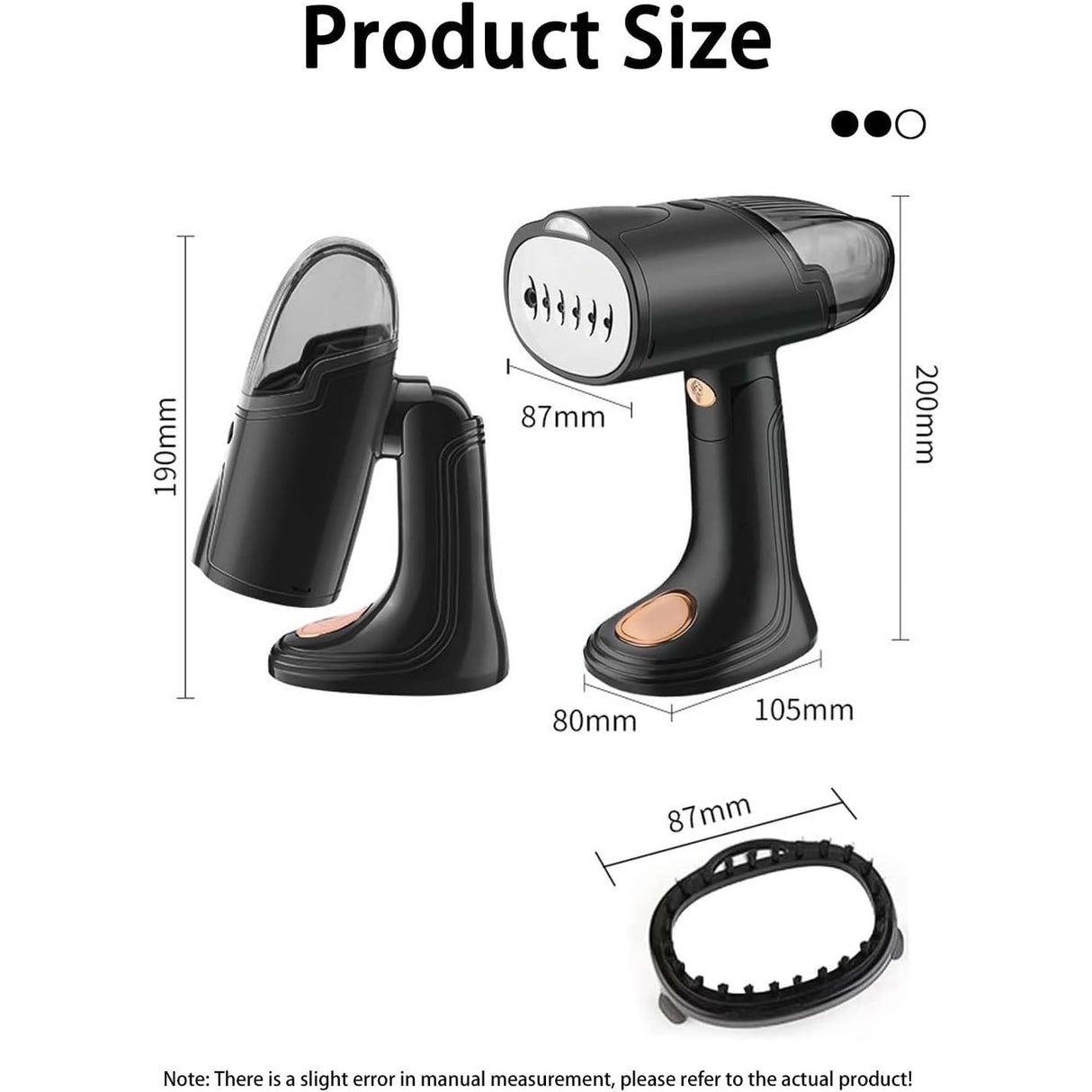 Aparat de Calcat Vertical Portabil cu Abur, Vivimall, Putere 1500W, Rezervor Detasabil de 138ml, Priza, Functie Anti Calcar si Auto Curatare, Pliabil, cu Perie, 20x10.5x8 cm, Negru