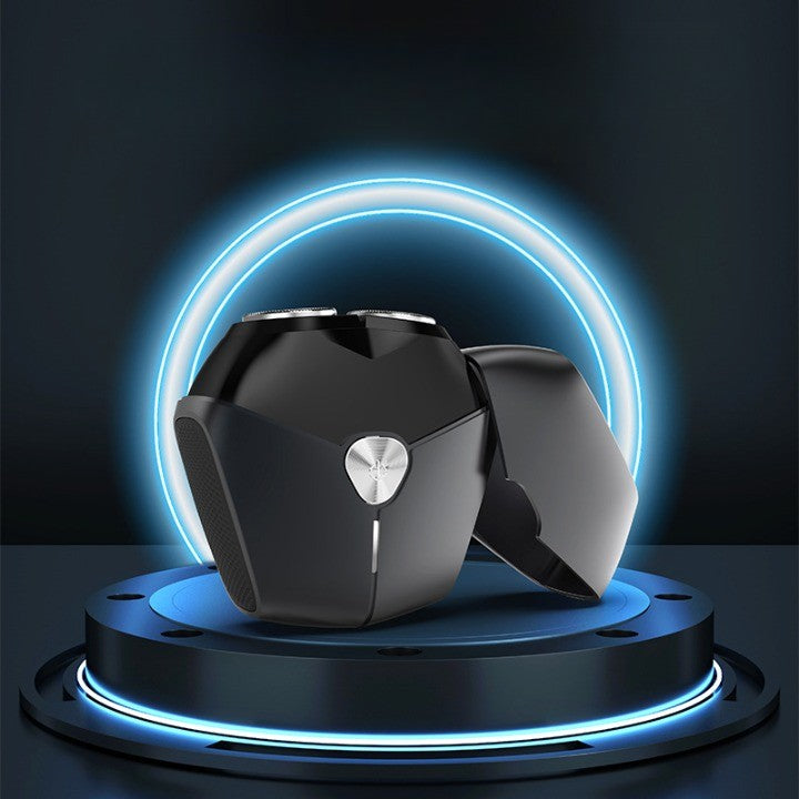 Aparat de Ras Portabil, Vivimall, 8W, Autonomie 60 min, Incarcare Cablu Type C Inclus, Periuta de Curatare, Husa, Reincarcabil, 7.3x7.5x3.3 cm, Negru