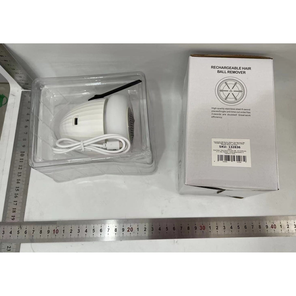 Aparat de Scame 2 in 1, Vivimall, Curatare Haine si Lampa de Veghe, 3 Trepte, Incarcare Tip C, 4 W, 9 x 10 cm, Alb