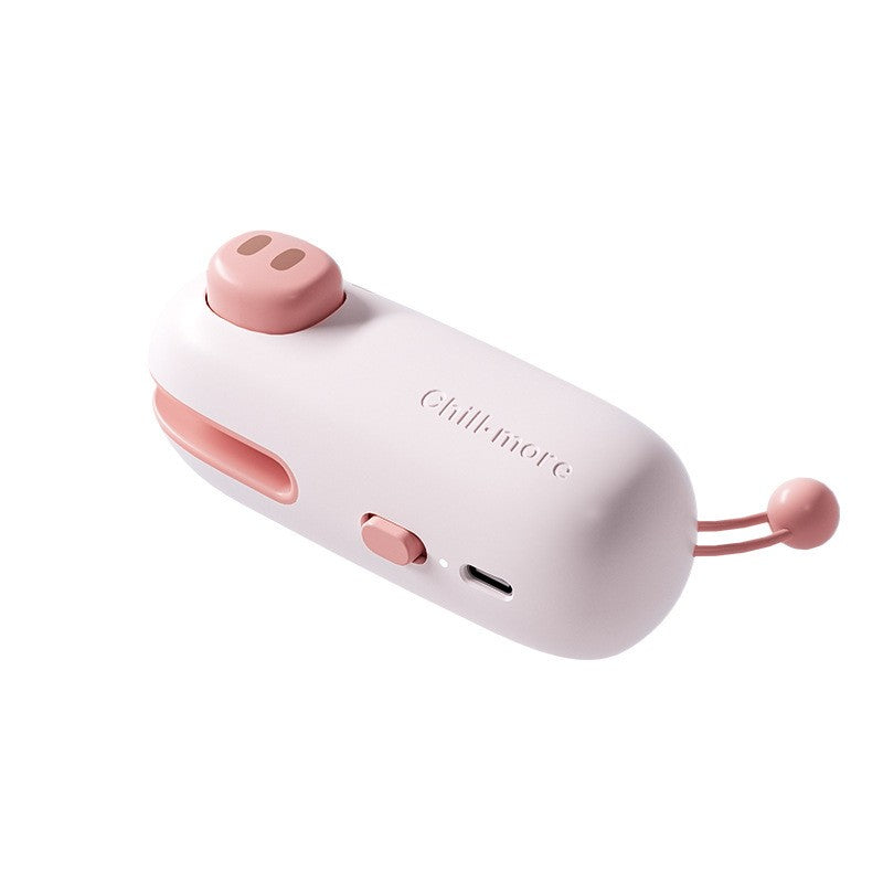 Aparat de Sigilat Ambalaje, Vivimall, Incarcare USB Tip C, 400 mAh, 10.2 x 3.7 x 4.3 cm, Model Porc, Roz - vivimall.ro