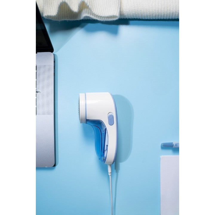 Aparat Pentru Curatat Scame, Par Si Praf, Vivimall, Pentru Diferite Tipuri De Material, Cu Lame Din Otel Inoxidabil, Incarcare Prin USB Type-C, Cu Perie De Curatare si Cablu USB Incluse, Albastru, 15 x 7 cm - vivimall.ro