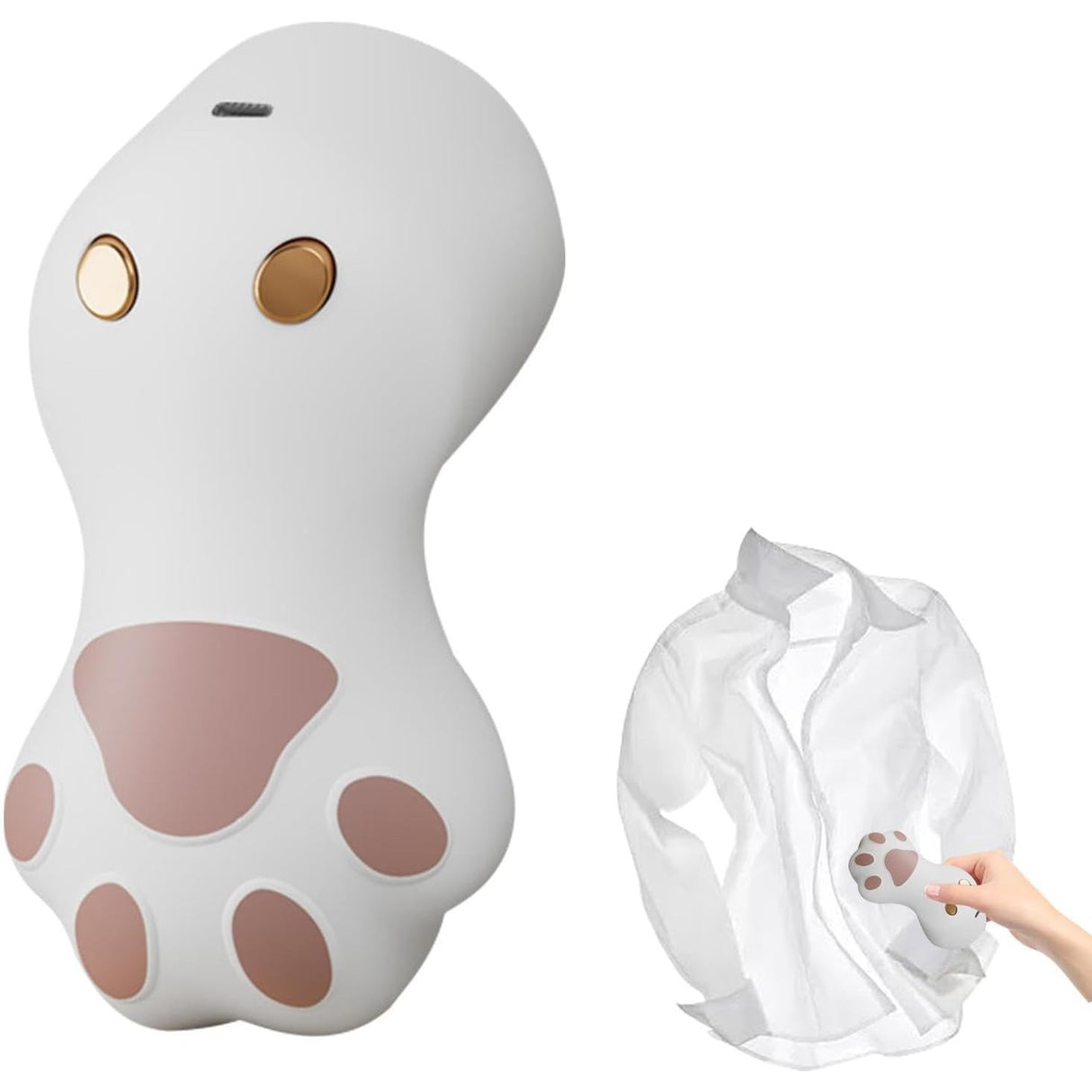 Aparat pentru Curatat Scame, Par Si Praf, Vivimall, Pentru Diferite Tipuri De Material, Incarcare USB Type-C, Model Labuta de Pisica, 14x7x7.5 cm, Alb-Roz - vivimall.ro