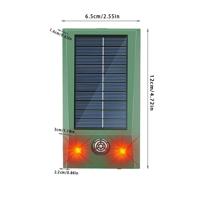 Aparat Solar LED cu Ultrasunete, Vivimall, Repelent pentru Animale Mari si Mici, Lumina Rosie si Alba, Anti Rozatoare, Anti Insecte, Frecventa 9-36.5KHZ, 12 X 6.5 cm, Verde - vivimall.ro