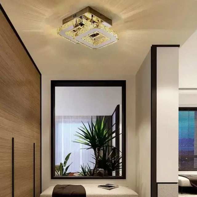 Lustra Led Cu Cristal Jeremiah, 2 Patrate, Lumina Rece/Calda/Neutra, Dimabila - vivimall.ro