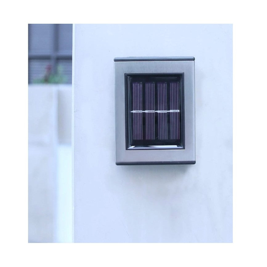 Aplica solara LED Vivimall, ABS/Policarbonat, rezistenta la apa IP65, pentru trepte, borduri, terasa, 1.2V, 600mah, 10 x 7.5 x 3 cm, lumina alb calda, negru