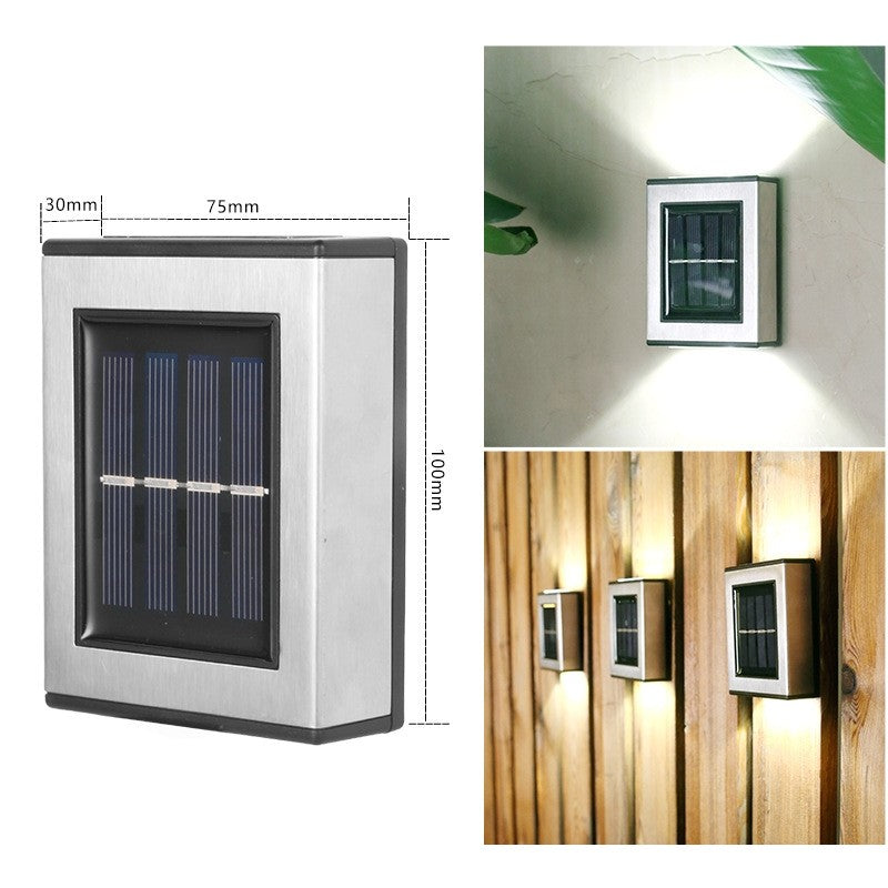 Aplica solara LED Vivimall, ABS/Policarbonat, rezistenta la apa IP65, pentru trepte, borduri, terasa, 1.2V, 600mah, 10 x 7.5 x 3 cm, lumina alb calda, negru