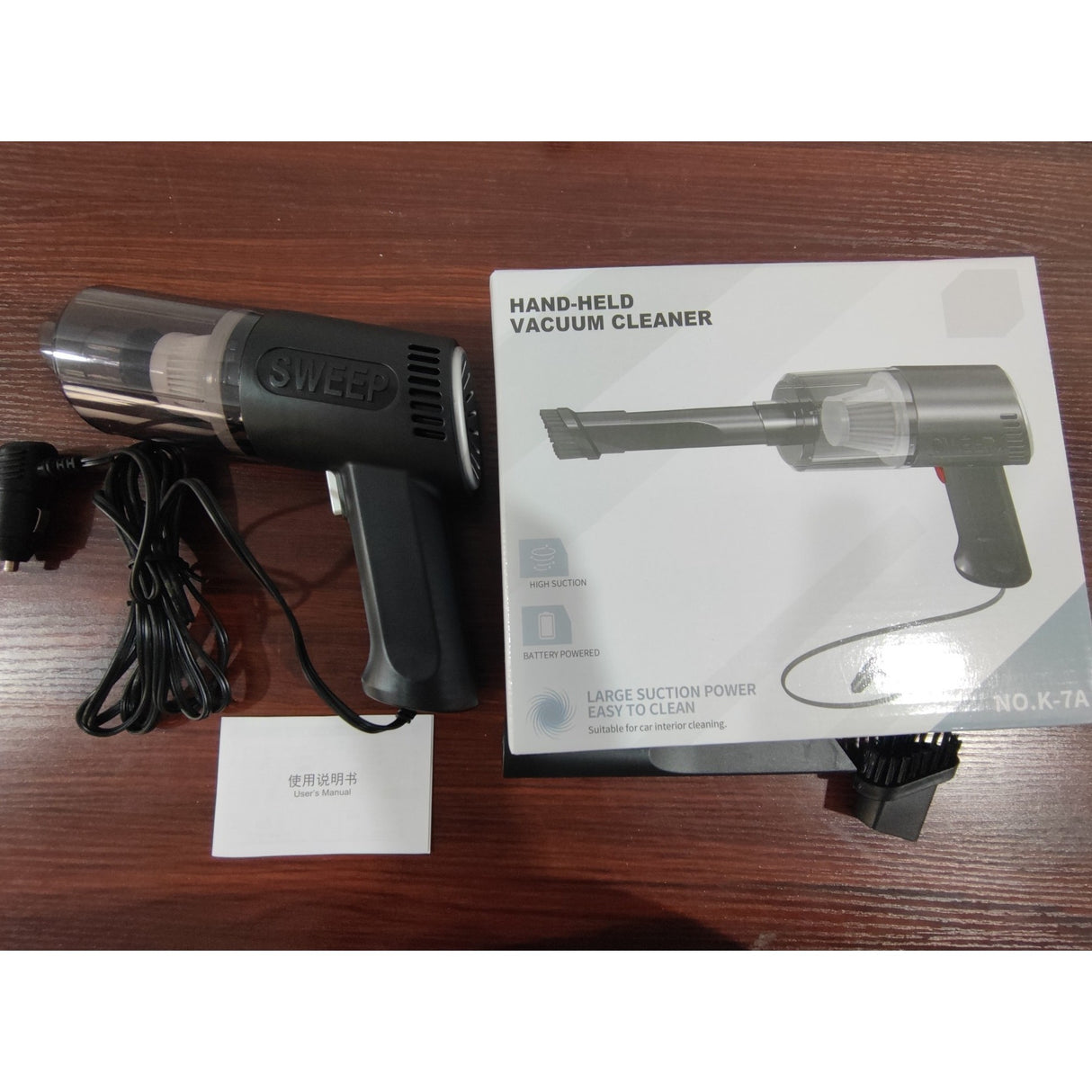 Aspirator Portabil Auto, Vivimall, Tip Pistol K7A, Pentru Casa si Masina, Cablu Auto, 36 x 17 cm, Negru, Resigilat