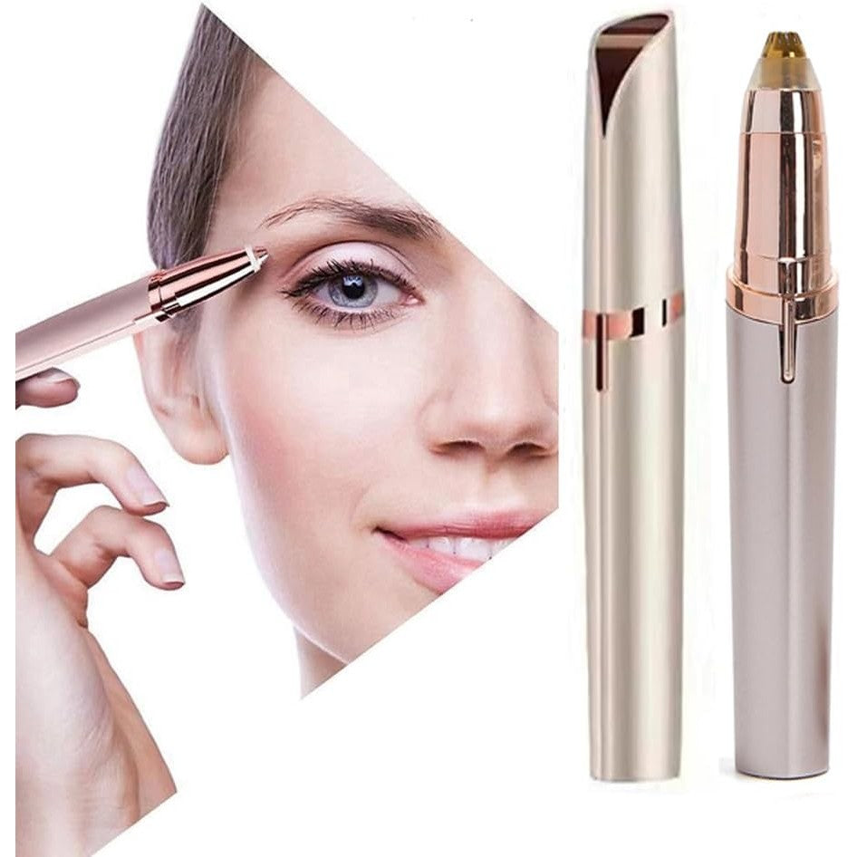 Trimmer Facial, Flippy, pentru Sprancene, Incarcare USB, 1.5 x 13 cm, din ABS, Sampanie