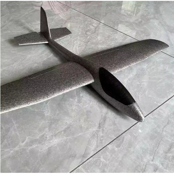 Avion Zburator, Vivimall, Tip Planor, 83 cm Lungime, +3 Ani, din Polistiren, Aruncare 10 - 30 m, Gri