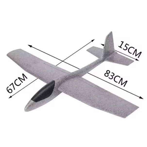 Avion Zburator, Vivimall, Tip Planor, 83 cm Lungime, +3 Ani, din Polistiren, Aruncare 10 - 30 m, Gri