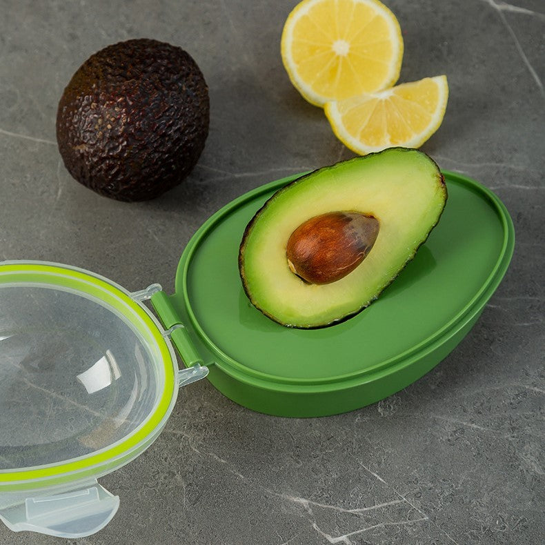 Recipient de Depozitare Avocado, Vivimall, Etans, pentru Frigider, din Plastic, Mentinere Proaspata, 15.3x11x8 cm, Verde - vivimall.ro