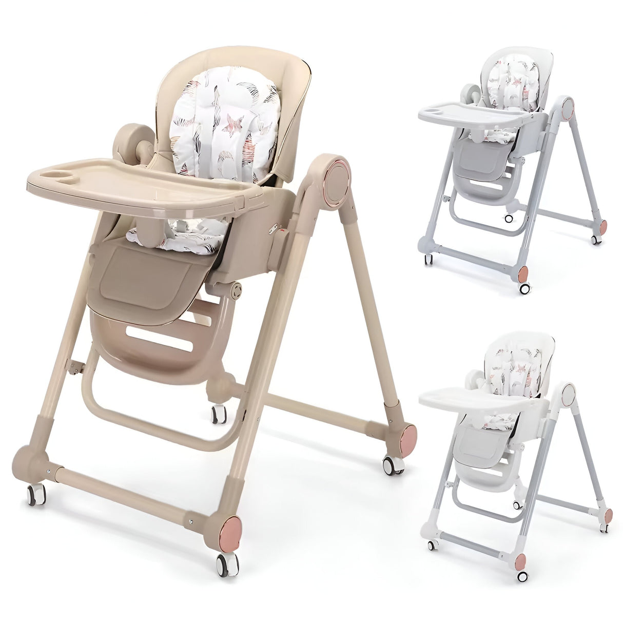 Scaun De Masa Pentru Bebelusi Si Copii, Tavita Si Husa Detasabile, Multifuncțional, Stabil, Centura De Siguranta, Inaltime Ajustabila, Spatar Reglabil Moale, Balansoar, De La 6 Luni