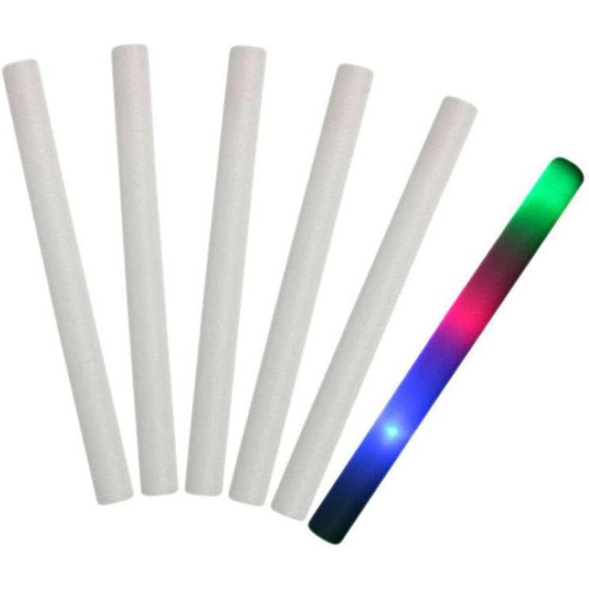 Bagheta cu Led, Flippy, din Burete, cu Baterii, Lumina Multicolora, 48 x 4 cm, Alb